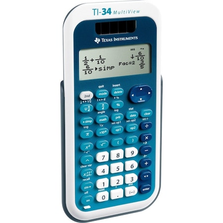 Texas Instruments Scientific Calculator, 4-Line, Dual Pwr, 3-1/5"x6-1/10"x3/4", BE TEXTI34MV
